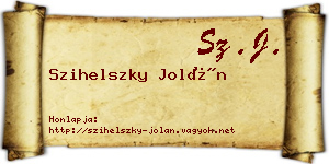 Szihelszky Jolán névjegykártya